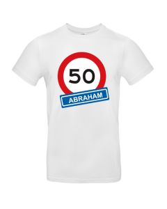 Personaliseerbaar Abraham / Verkeersbord t-shirt (50 jaar)-XS