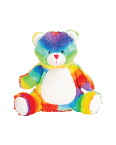 Zachte knuffel beer (regenboog) met eigen opdruk